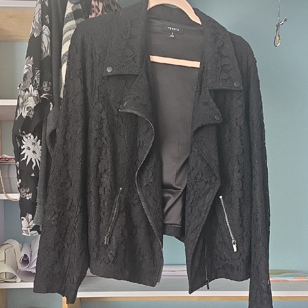 Torrid Black Lace Biker Jacket